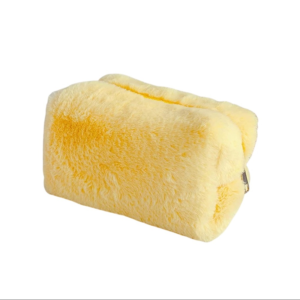 Pastel Yellow Plush Makeup Pouch